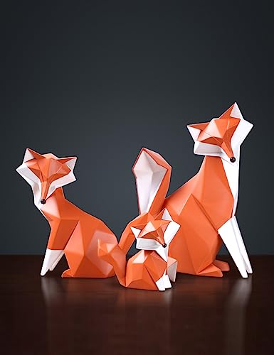 HAUCOZE Fox Figurine Statue Gifts Modern Sculpture Decor Home Gifts Animal Arts Polyresin Geometric Crafts 8.0 inch