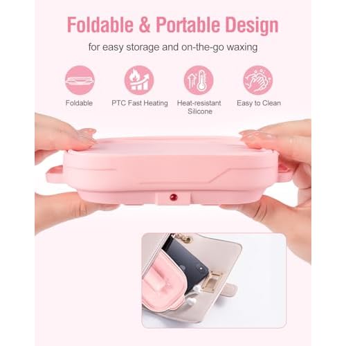 Silicone Wax Warmer for Hair Removal, Foldable Waxing Heater Machine for Melting Hard Soft Wax Beads, 18.6oz Electric Waxing Kit Silicone Wax Pot - Beginner Friendly, Fast Heating, Easy to Clean