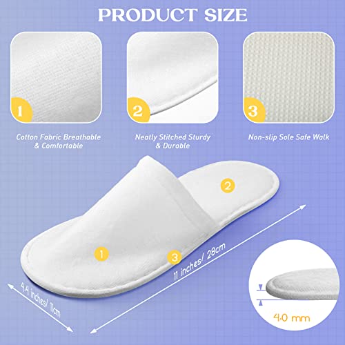 Jecery 40 Pairs Disposable House Slippers for Guests Bulk Slipper Pack for Hotel Spa Travel Shoeless Home White Closed Toe