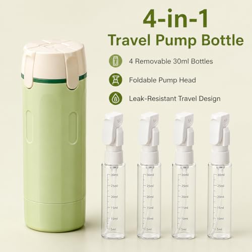 ONCIDO 4-in-1 Travel Dispenser Bottle - Leak-Proof Pump for Toiletries