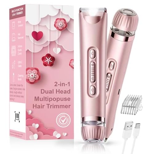 Bikini Trimmer for Women- LED Light Electric Razors for Women for for Face, Bikini, Body, Leg, USB Rechargeable Facial Hair Removal, IPX7 Waterproof Electric Shaver, Painless & Flawless