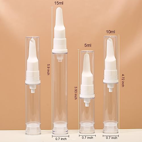 Qeuly 6 Pack Airless Pump Jars Travel Foundation Container, Travel Size Eye Cream Dispenser Empty Refillable Cosmetic Pump Bottles for Lotion Skincare Serum 5ml