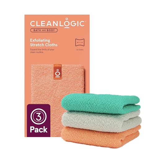 Cleanlogic Exfoliating Body Cloth, 3-Pack Stretchy Washcloths