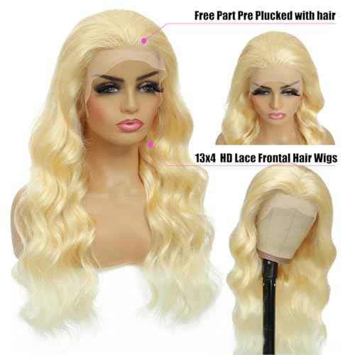 613 Lace Front Wigs Human Hair Body Wave 13x4 HD Lace Frontal Wig Human Hair Pre Plucked Brazilian Virgin 613 Wigs (613 Color 13x4 Lace Front Wigs, 22 Inch)