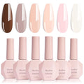 MelodySusie Mocha Vibes Gel Nail Polish Set - 6 Neutral Colors for Manicure & Nail Art