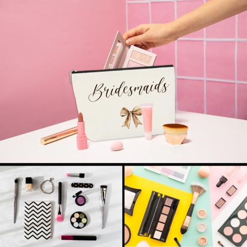 CHQIUCR Bridesmaids Cosmetic Bag 3-Pack Wedding Gift Travel Organizer