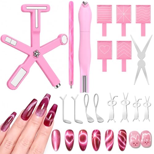 Ideal Swan 17 Pcs Cat Eye Magnet Nail Art Kit for Creative Manicures