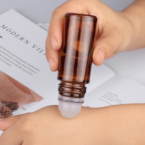 2Pcs Brown 30ml Glass Roller Bottles Essential Oil Refillable