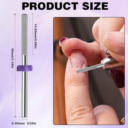 3/32¡± Tungsten Carbide Nail Drill Bit Buffer Cuticle Remover, Two-Way Rotation Fine Grit-3XF Professional Gel Remover for Manicure Home Salon Pedicure Use Sliver
