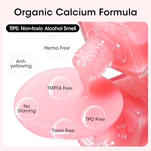 GELLEN 4-in-1 Calcium Nail Strengthener Base Coat - Quick Air Dry Pink Tint