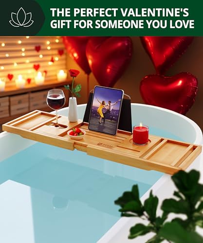 Expandable Bamboo Bathtub Caddy Tray - Fits 29.5-43 in