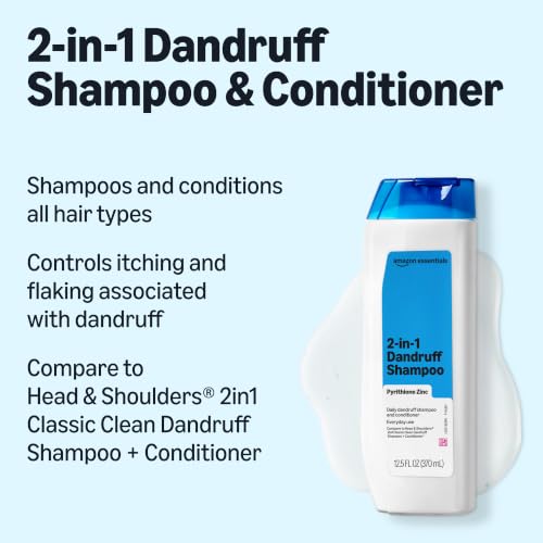 Amazon Essentials 2-in-1 Dandruff Shampoo & Conditioner, 12.5 Fl Oz (6 Pack)