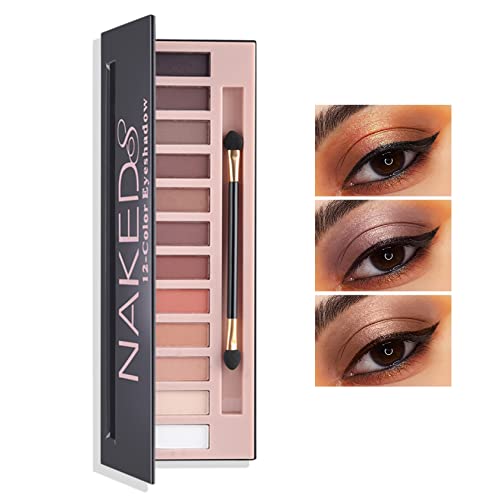 12 Shades Nude Matte Eyeshadow Palette with Brush