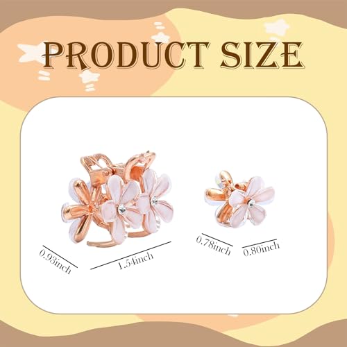 LYDZTION 12Pcs Small Flower Hair Claw Clips for Women Girls,Metal Hair Claw Clips Sparkling Barrettes Strong Hold Mini Flower Hair Clips Nonslip Rhinestone Hair Accessories for Women Girls