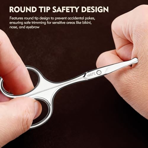 Eyebrow Scissors 3.75" Round Tip Stainless Steel with Case