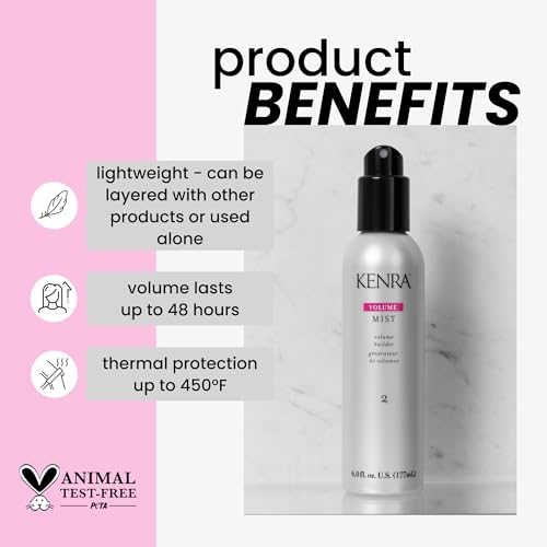 Kenra Professional Volume Mist 2 | Volume Builder | Lightweight, Fine Mist | Low Hold, Flexible Finish | Thermal Protection | Volume That Lasts Up To 48 hours | All Hair Types | 6 fl. oz.