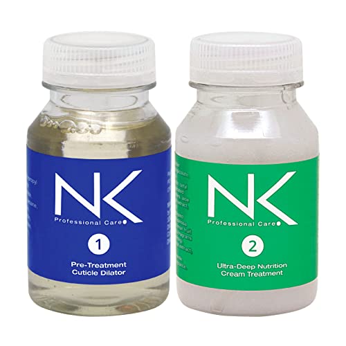 NK Hair Straightening Treatment with Keratin, 2-Step Keratin Hair Treatment for All Hair Type, Nourishes, Reconstructs, and Smooths Hair, 60ml, 4oz