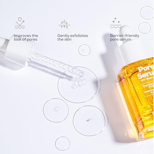 Hanhoo Pore Serum with Niacinamide, 1.01 Fl. Oz., with Niacinamide, Salicylic Acid, and Glycolic Acid, Gently Exfoliates, Clears Clogged Pores, Minimizes Enlarged Pores, Korean Skincare