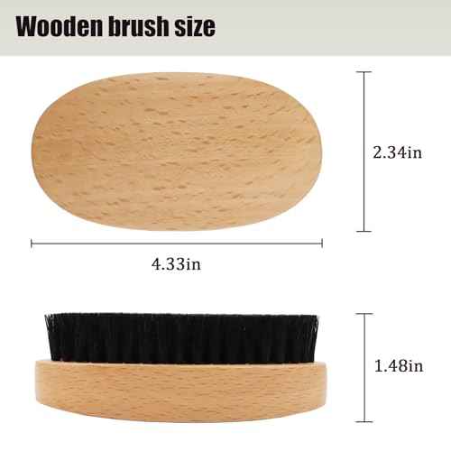 Men's Beard Brush Kit with Pearwood Comb and Boar Bristle Beard Brush, Beard Grooming Tools for Home and Barbershop