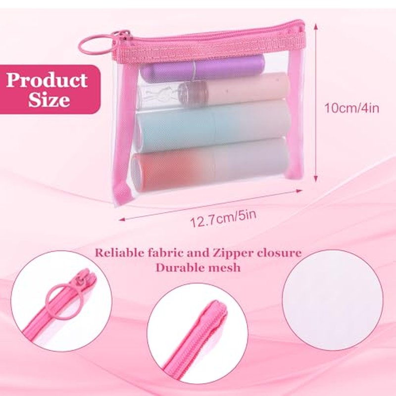 32 Pcs Mini Zipper Mesh Bags Lipstick Cosmetic Accessories Organizer Nylon Makeup Zipper Pouch Small Cosmetic Bag for Purse Beauty Mesh Travel Pouch for Women(8 Color)