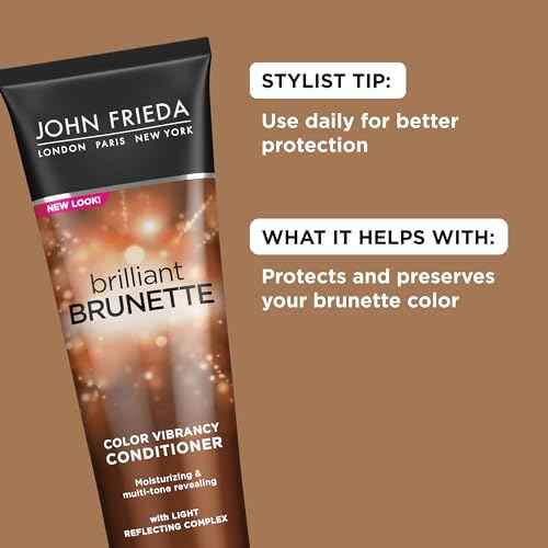 John Frieda Brilliant Brunette, Color Boosting Conditioner, Enhances and Protects Multi-Dimensional Tones, With Sweet Almond Oil to Rehydrate and Replenish Dry Hair, 8.45 Oz, Pack of 2