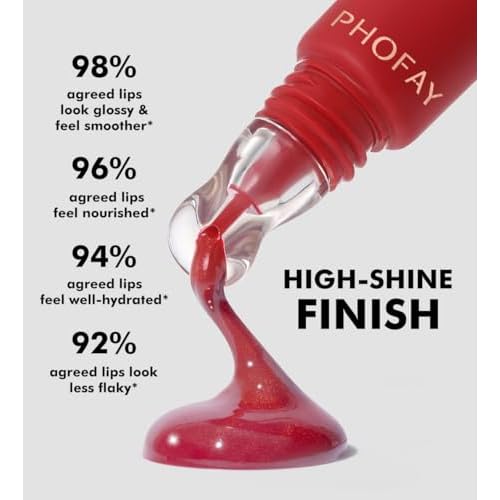 PHOFAY Shimmery Lip Gloss - Moisturizing, Vegan & Cruelty-Free, Smooth Application for Beginners, Long-Lasting Hydration & Silky Color (6COLORS)