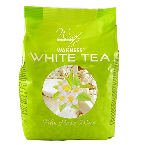 Waxness Film Hard Wax Beads White Tea Cream 1.1 lb (500 g) ? Stripless Professional Hard Wax with White Tea Scent for Face & Body, Smooth Application ? Made in Italy