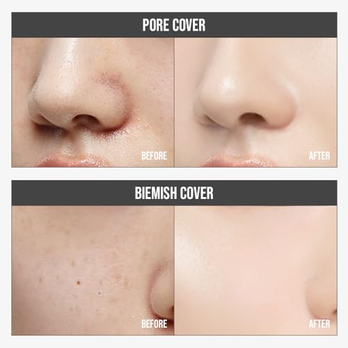 Signature Fit Cover Foundation - Blemish Cover, Full Coverage, Matte & Poreless Finish, Long-lasting & Lightweight, Korean Makeup, 1.02 Fl Oz (C01 Porcelain, 1.02 Fl Oz)