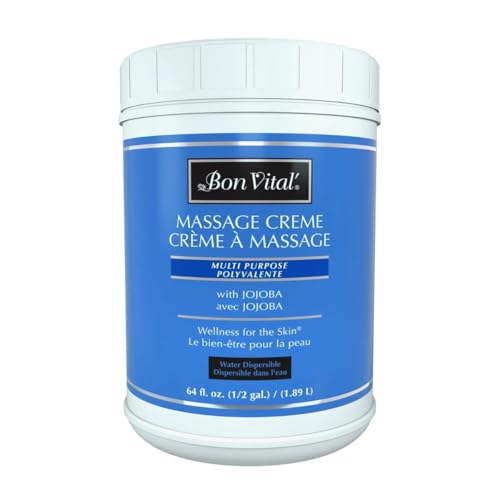Bon Vital' Multi-Purpose Massage Cr?me, Professional Massage Cream with Aloe Vera to Relax Sore Muscles, Increase Circulation & Repair Dry Skin, Full Body Massage Moisturizer Cream, 1/2 Gallon Jar