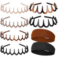 8-Piece Zigzag Headbands Set with Non-Slip Teeth - 90s Style
