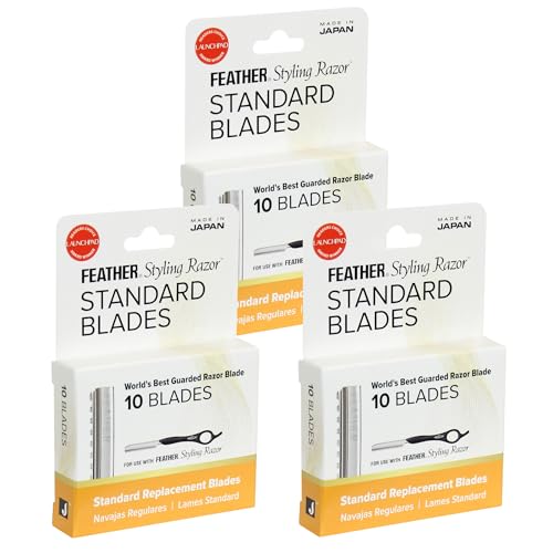 Feather Razor Blades Replacement Pack 30 Count – Precision Hair Cutting & Feathering – Includes 10 Count (Pack of 3)