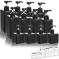 12 Pack Shampoo and Conditioner Dispenser Bottles, 8 Pack 22 Oz and 4 Pack 8 Oz Refillable Square Plastic Pump Bottles for Dispensing Lotions, Shampoo, Conditioner, Body Wash (Black)