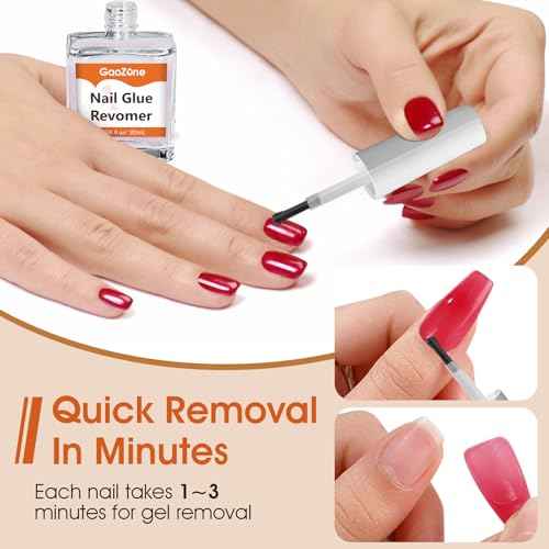 Gel Nail Glue Remover for Nails - Press On Nail Remover Easy Removal Debonder for Glue on Nail Tips, Remove for Fake Nails Tips Solid Glue, 2Pack, 1.35 fl oz/ 40 ml
