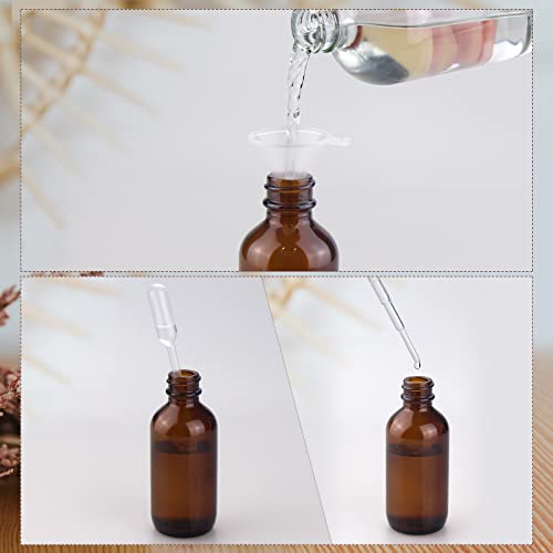 Wedama 2 oz Amber Mini Glass Spray Bottles Set of 4 with Funnel & Dropper