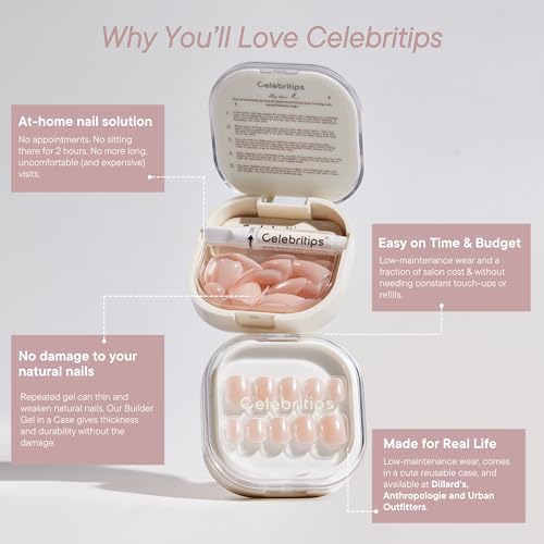Celebritips Salon U-ltimate Press On Nails - Misty Rose Almond, 32 Pc Kit