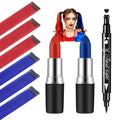 Mysense Halloween Costume Accessories for Adults Women Cosplay Makeup, Red and Blue Clip in Hair Extensions + Face Body Paint Stick + Black Liquid Eyeliner Stamp Makeup Kit