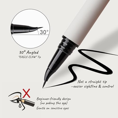 Curved Tip Liquid Eyeliner Pen - Ultra-Fine Precision Black