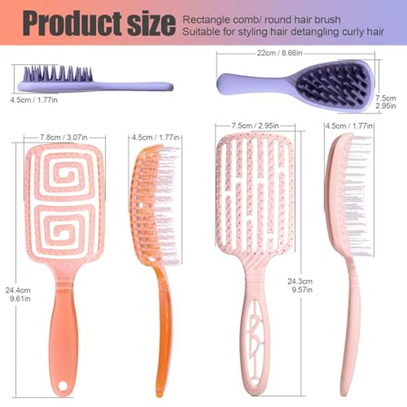 3-Piece Detangling Hair Brush Set with Scalp Massager