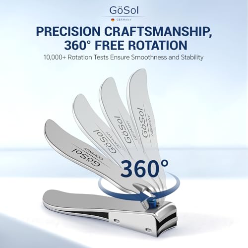 Large Stainless Steel Nail Clipper with Anti-Splash Catcher - Ultra Sharp, GÖSOL