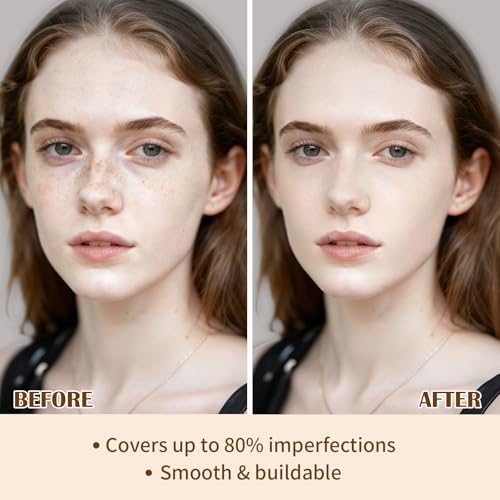 UCANBE 2-IN-1 Foundation + Concealer, Full Coverage Long-Lasting Matte Makeup for Normal, Combination and Oily Skin, Buildable Waterproof Formula with Hyaluronic Acid £¨01 Fair Ivory£©