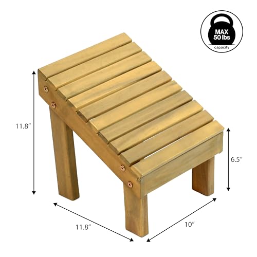 JONATHAN Y STL1004T Saru 11.8" Traditional Classic Solid Acacia Wood Shower Shaving Foot Stool, Light Teak