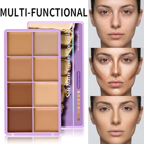 8 Shade Soft Matte Cream Concealer Palette - Waterproof Coverage for Dark Circles
