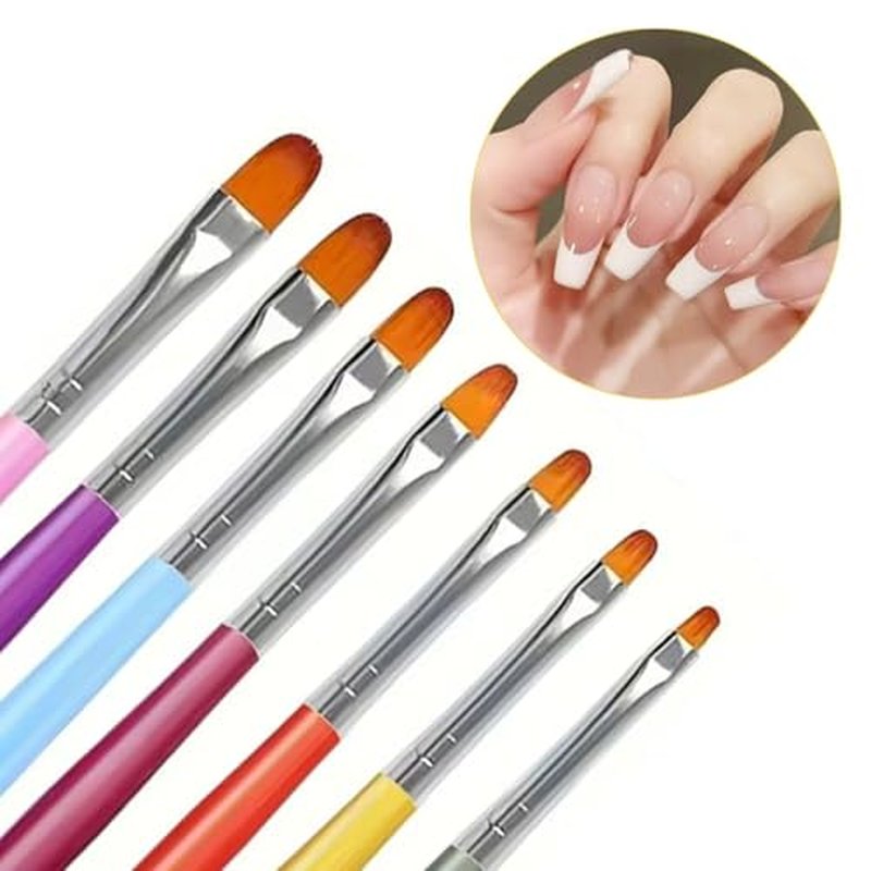7Pc Gel Nail Brush Set, Oval Shaped for Builder & Sculpting
