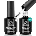 Beetles No Wipe Gel Top Coat & Base Coat Set A-Clear-2 – 15ml Each, Long-Lasting Shine