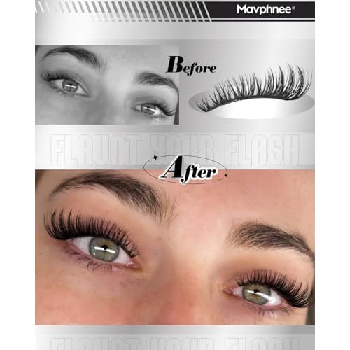 Flaunt Lash Clusters Kit Wispy Cluster Eyelash Extensions Kit CD-Curly Natural Individual Lashes DIY Lash Extension Kit 132Pcs Flora Cluster Lashes with Bond and Seal and Tweezers by Mavphnee (8-18MM)