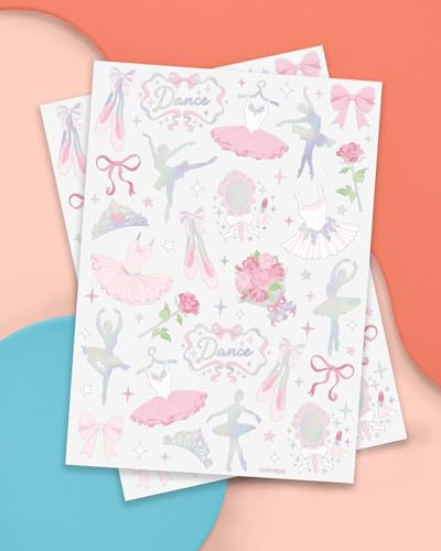 Ballerina Party Temporary Tattoos - 50 Iridescent Foil Designs