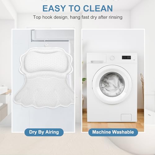 SetSail Bath Pillow - Ergonomic Neck & Back Support, 6 Suction Cups