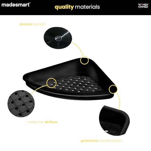 madesmart Bathtub Corner Shelf with Suction Cups & Drainage