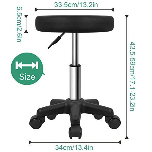 FURWOO Round Rolling Stool - Height Adjustable, Salon & Spa