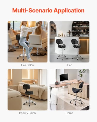 VEVOR Saddle Stool with Back Support, 450 lbs Capacity